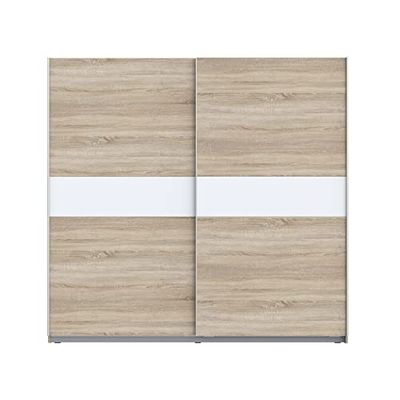 Forte Winner Plus Armadio ad ante scorrevoli, in legno derivato, rovere Sonoma abbinato al bianco, 220,1 x 209,7 x 61,2 cm