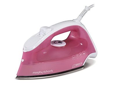 Morphy Richards 300250 Droog- en stoomstrijkijzer, roestvrij staal, strijkzool, 2600 W, roze, wit-strijkijzer