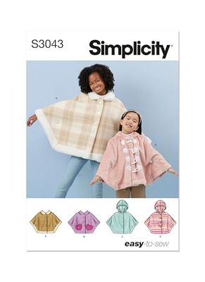 SIMPLICITY Sewing Pattern SS3043HH Children's and Girls' Ponchos HH (3-4-5-6)