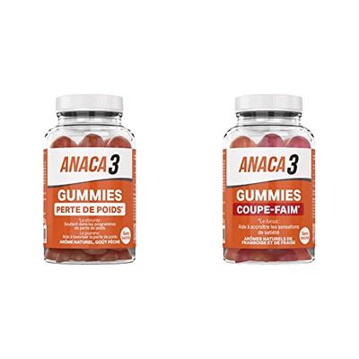 ANACA 3 - Gummies Perte De Poids - Complément Alimentaire Sans Sucres - Programme Perte de Poids 30 Jours - 60 Gummies & Gummies Coupe Faim - Programme Minceur De 7 À 15 Jours - 60 Gummies