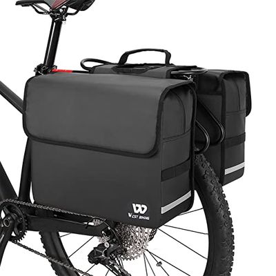 BAIGIO Sacoches de vélo Doubles étanches pour siège arrière de vélo avec Bande réfléchissante, 36 l, Noir, Taille Unique CG-Trunk-BAG2