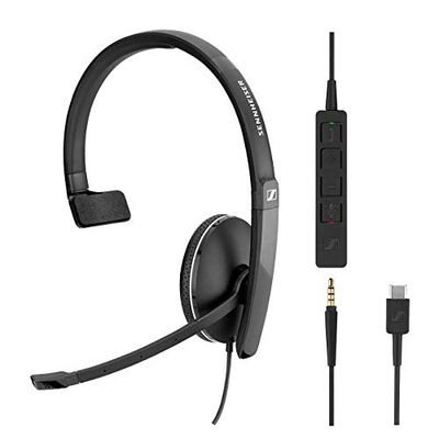 Sennheiser SC 135 USB-C (508355) - Auricular de un Solo Lado (monoaural) para Profesionales de Negocios | con Sonido estéreo HD, micrófono con cancelación de Ruido y Conector USB-C (Negro)