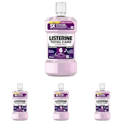 LISTERINE Total Extra Doux (500 ml) - Bain de bouche protecteur sans alcool contre les caries - Effet 6 en 1 - Le bain de bouche antibactérien protège contre les problèmes de gencives - Jusqu'à 24 h