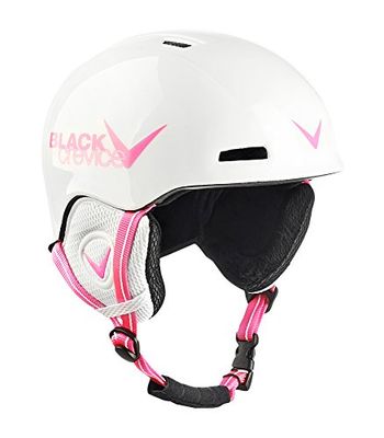 BLACK CREVICE Stubai Casco de esquí para niños I Casco esquí para niños Resistente a Golpes con diseño Deportivo I Casco esquí Transpirable I Tamaño Ajustable (48-52, Blanco/Rosa)