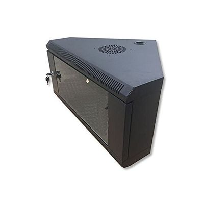 TECHLY Armadio Rack Angolare 19 a Muro 9U P. 600 Porta a Vetro Nero