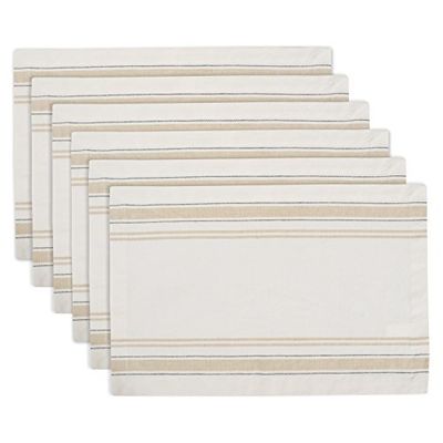 DII - Tops de mesa com riscas francesas, 100% algodão, Chambray White, Placemat