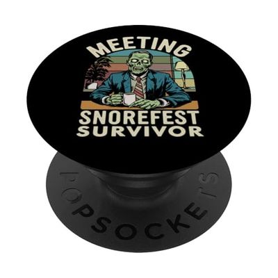 Sarcástico Snorefest Trabajo Reunión Oficina Zombie Gerente Retro PopSockets PopGrip Adhesivo