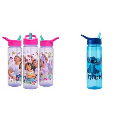 Disney Encanto Water Bottle Flip Up Straw 600ml – Official Merchandise by Polar Gear & Stitch Water Bottle Flip Up Straw 600ml – Official Merchandise by Polar Gear