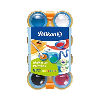 Pelikan, Conjunto de 8 aguarelas para crianças, pincel e paleta de mistura incluídas, 8 cores vibrantes