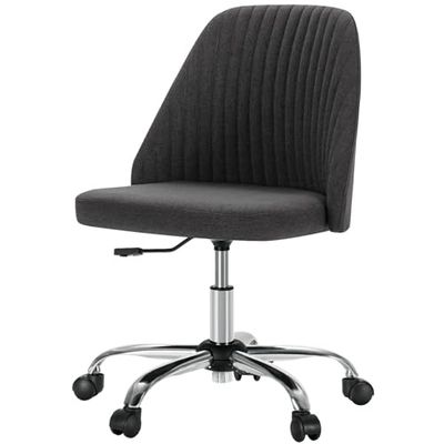 SURFOU Ergonomische bureaustoel - Ontarmd design met stof, perfecte pasvorm voor verhoogd comfort, in hoogte verstelbaar en 360° draaivermogen, donkergrijs