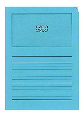 ELCO Ordo Classico 220x310 mm 120GSM Paper Folder with Printing and 180x100 mm Window (Box of 100) - Blue