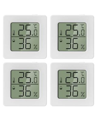 Carehabi 4 stuks luchtvochtigheidsmeter thermometer binnen mini LCD digitale thermometer hygrometer meter meter meter voor babykamer, seniorenkamer, werkkamer, wijnkelder enz