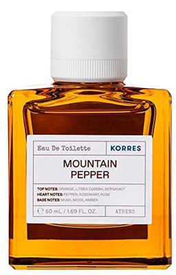 KORRES MOUNTAIN PEPPER Eau De Toilette för män, aromatisk-träig doft, dermatologiskt testad, vegansk, 50 ml