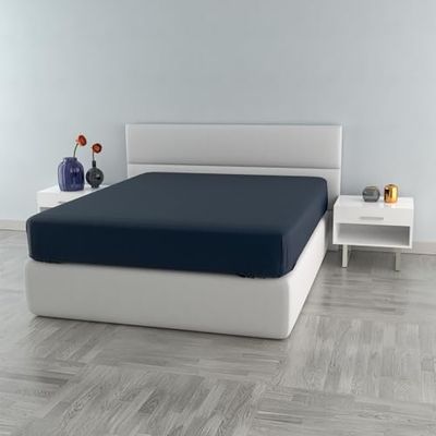 Max Color hoeslaken, 40 cm, donkerblauw, voor tweepersoonsbed
