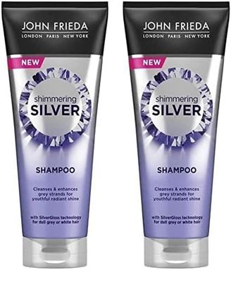 John Frieda Shimmering Shampoo for Dull Grey or White Hair, Silver, 250 ml (Pack of 2)