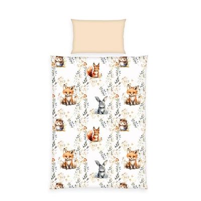 Herding babybest Beddengoed Little Forest, kussensloop ca. 40x60 cm, dekbedovertrek ca. 100x135 cm, met knoopsluiting en hotelinzet, 100% katoen, flanel
