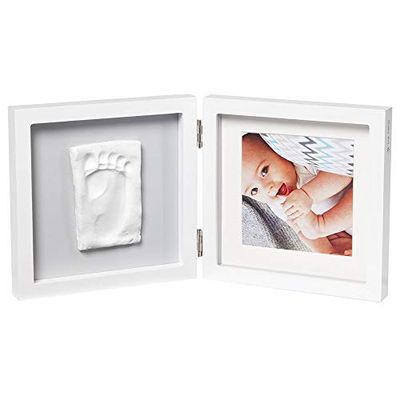 Baby Art My Baby Touch Set de moldura de foto e impressão de bebé em argila, lembrança das pegadas de mão e pé, cinzento