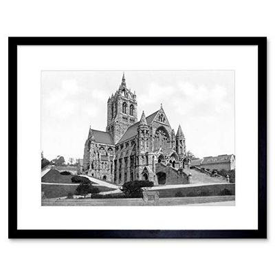 Wee Blue Coo PAISLEY COATES MEMORIAL CHURCH SCOTLAND OLD BW BLACK FRAMED ART PRINT B12X516