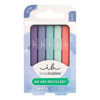 invisibobble BEAUTIES Bebe Blue (4 pièces) – Élastiques tressés bleu & vert pastel – Style spirale pour coiffures ou bracelets – Tenue douce pour cheveux fins