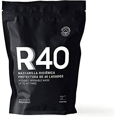 R40 Adulto Máscara Protectora Higiénica 40 Usos Negra 1 Pz