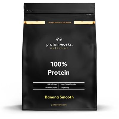 Protein Works - 100% Protein Powder, 100 Servings, Quad Protein Blend, Low Calorie, Low Fat Protein Shake, Phased Protein Release, Banana Smooth, 2.5kg