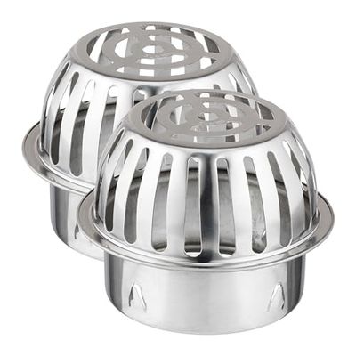 Relaxdays Crapaudine, Lot de 2, pour Tuyau de 100 mm, Acier Inoxydable, éviter Obstruction des gouttières, argenté