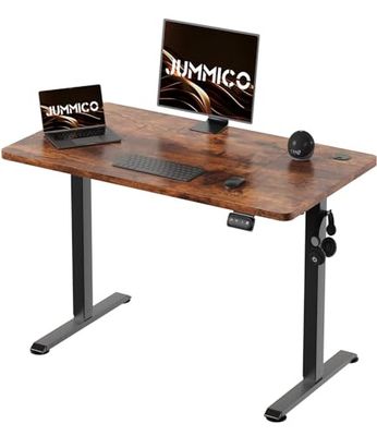 JUMMICO In hoogte verstelbaar bureau 100 x 60 cm, staand bureau (71-119 cm), in hoogte verstelbaar, elektrisch met 2-geheugenbesturing en anti-botsingsfunctie (vintage bruin)