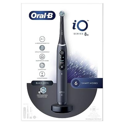 Oral-B Spazzolino Elettrico Ricarcabile iO 8N Nero, 2 Testine Di Ricambio, 1 Custodia Da Viaggio. 1 Spazzolino