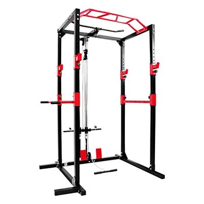 Suavinex Power Fitness, Rack Multifunzione per Un Allenamento Efficace di Tutto Il Corpo, Struttura in Acciaio Massiccio Unisex-Adulto, Nero/Rosso