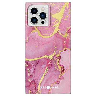 Case-Mate - BLOX - Vierkant hoesje voor iPhone 13 Pro Max - Slank - Lichtgewicht - 10 voet valbescherming - 6,7 inch - magenta marmer