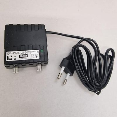 AL450/1 - Alimentatore per Amplificatore Antenna TV, Alimentatore 1 Uscita, Alimentatore 12 Volts 450 mA, Connettore EFFE, Progettato in Italia, Made in P.R.C.
