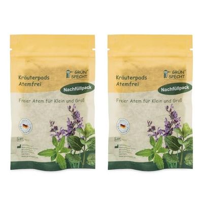 GRÜNSPECHT 1503-V4 Lot de 2 packs de 3 tampons à base d'herbes « Respirantes » pour respirer pendant la période de rhume, apaisant, recharge de 2 x 3 tampons parfumés