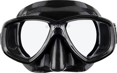 Cressi Máscara de pérolas - máscara de vidro separada para pesca, apneia, snorkel e mergulho, preto/preto, unissexo para adulto