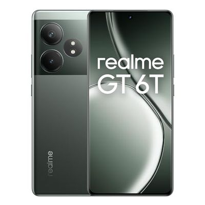 realme GT 6T 5G Teléfono Móvil 12+256 GB, Snapdragon® 7+ de 3.ª generación, Pantalla ultrabrillante de 6000 nits, Cámara Sony de 50 MP con OIS, Gran batería de 5500 mAh, Verde, sin Adaptador