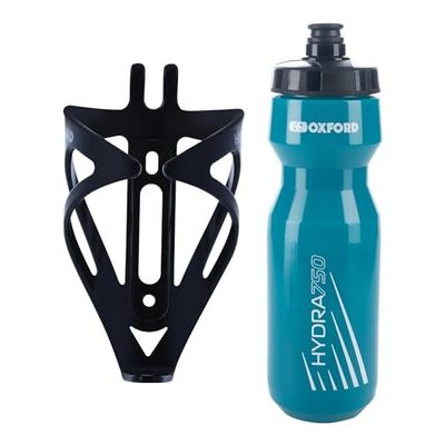 Oxford Set di portabottiglie per bici e borraccia da 750 ml senza BPA, resistente gabbia nera opaca, misura universale per bici da strada e mountain bike, facile da installare, perfetto per ciclismo