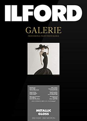 Ilford Galerie Prestige Metallic Gloss - Pack 50 Hojas de Papel A3+, Color Blanco