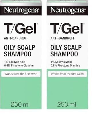 Neutrogena T/Gel Anti-Dandruff Shampoo for Oily Scalp, Fresh Jasmine, 250 ml (Pack of 2)