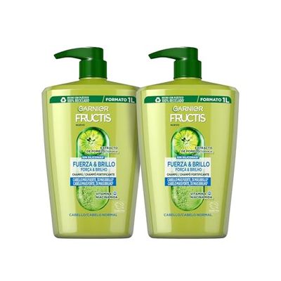 Garnier Fructis Shampoo-paket med styrka och glans för normalt hår, 2 x 1 liter