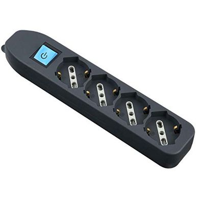 Electraline 82073 - onda sem cabo, 4 tomadas universais, pretos