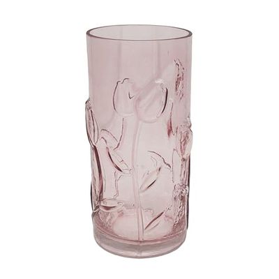 Lesser & Pavey Pink Floral Glass Vase Small Florenze Glass Flower Vase for Home & Office | Glass Vases for Flowers & Home Decor | Ideal Vases Centerpiece for Living Room and Fresh & Artificial Flower