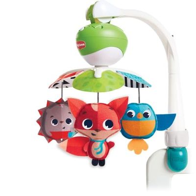Tiny Love Take-Along Mobiel, 3-in-1 Baby Muziekmobiel, 0+ Maanden, voor Wieg, Box of Kinderwagen, Multifunctioneel met 3 Bevestigingen, 5 Melodieën, 30 Minuten Onafgebroken Muziek, Meadow Days