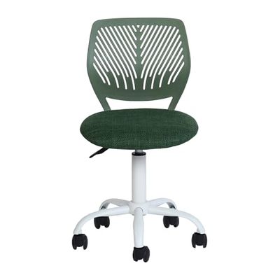 FurnitureR Set van 1 bureaustoel, verstelbare hoogte task stoel, draaistoel met klein gat rugleuning ontwerp voor slaapkamer werkkamer, donkergroen