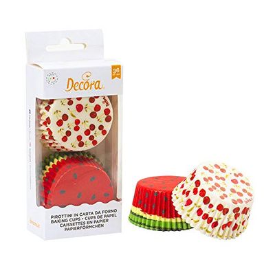 Decora 0339853 Paquete 36 Cups DE Papel Summer Fruits 50 X 32 MM, Surtidos