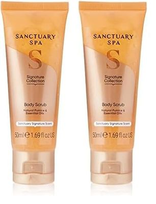 Sanctuary Spa Body Scrub Natural Pumice and Essential Oils, Vegan and Cruelty Free, 50ml, Orange (Pack of 2)