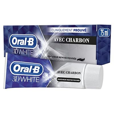 Oral-B Dentifrice Charbon 3D White Pour Effet Blancheur Dès Le Premier Brossage Des Dents, 75ml