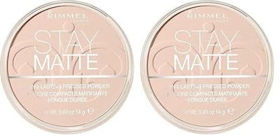 Rimmel London Stay Matte Pressed Powder, Mineral Formula for Long-lasting Shine Effect Cipria, Colore Cashmere, 14 g (Confezione da 2), 34788218008