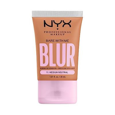 NYX Professional Makeup Bare with Me Blur Skin Tint, Base de maquillaje difuminadora, Hidratación hasta 12H, Acabado Mate, Tono: Med Neutral