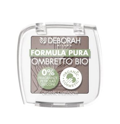 Deborah Eyelid Shadow Mono Organic Formula Pure Colour No. 09 Mat Grey Brown, with Ingredients 100% Natural Origin, Vegan and Animal Friendly