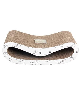 Dehner Lieblinge - Cartoncino antigraffio per gatti, con erba gatta, ca. 49 x 24 x 15 cm, materiale naturale, bianco