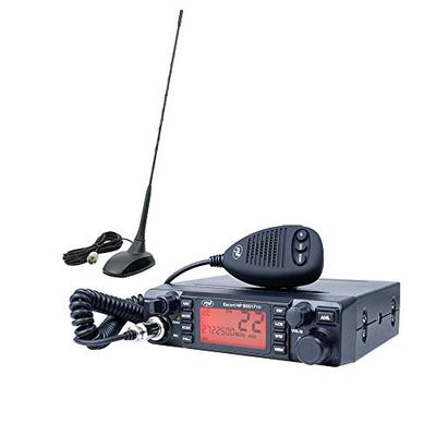 Radio CB PNI Escort HP 9001 Pro ASQ Ajustable, Antena Am-FM, 12V, 4W + CB PNI Extra 48 con imán Incluido, 45 cm, 150W, SWR 1.0